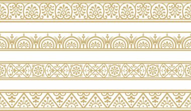 Pompeii çerçevesinde, kusursuz altın sınır seti. Bitmek bilmeyen Napoli süsü. Antik Roma Sanatı