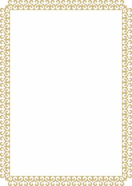 Vektör altın kare Kazak ulusal süsü. Büyük Steppe 'deki insanların etnik kalıpları