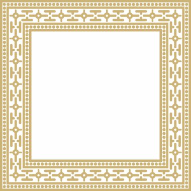 Vektör kare altın antik Rus süsü. Slav dikdörtgeni, sınır, çerçeve. Kraliyet odalarının resimleri.