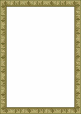Yeşil, klasik Yunan karesi süsü olan vektör altın. Antik Yunan ve Roma İmparatorluğu dikdörtgeni. Bizans duvarları, zemin ve tavan resimleri. Avrupa saraylarının dekorasyonu