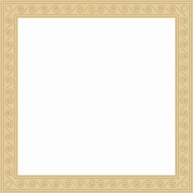 Vektör altın klasik Yunan kare süsü. Antik Yunan ve Roma İmparatorluğu dikdörtgeni. Bizans duvarları, zemin ve tavan resimleri. Avrupa saraylarının dekorasyonu