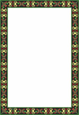 Vektör karesi renkli eski Rus süsü. Slav dikdörtgeni, sınır, çerçeve. Kraliyet odalarının resimleri.