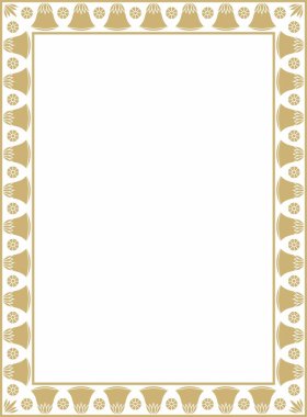 Vektör altın kare Mısır süsü. Dikdörtgen, çerçeve, eski Mısır. Nilüfer çiçekleri ve su deseni.
