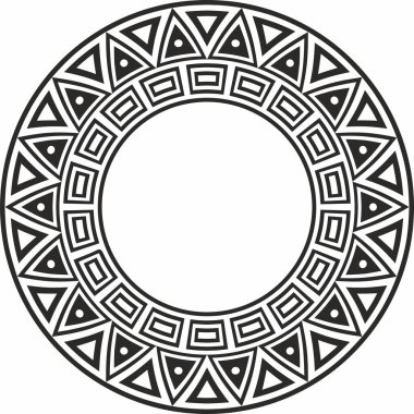 Native American vector round monochrome pattern. Geometric shapes in a circle. National ornament of the peoples of America, Maya, Aztecs, Incas clipart