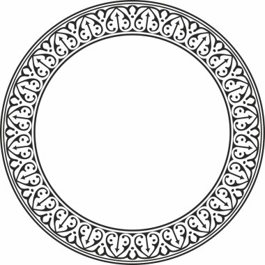 Siyah tek renkli Arap ulusal turuncu süsü. Etnik çember, çerçeve, doğu halkası. Farsça resim