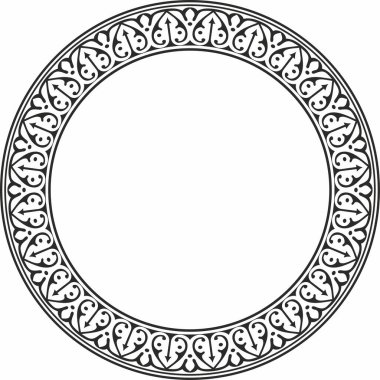 Vector black monochrome arabic national round ornament.  Ethnic circle, frame, ring of eastern peoples. Persian painting clipart