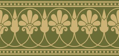 Vektör altın ve yeşil, klasik Yunan aksesuarları. Antik Yunan 'ın bir örneği. Roma İmparatorluğu 'nun çerçevesi.