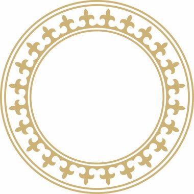 Altın turuncu Kazak ulusal süsü. Büyük Steppe, Moğollar, Kırgız ve Kalmyk halklarının etnik kalıpları,