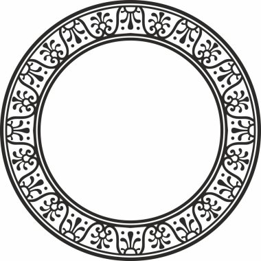 Siyah monokrom kenarı, çerçeve, Pompeii halkası. Çember Napoli süsü. Antik Roma Sanatı