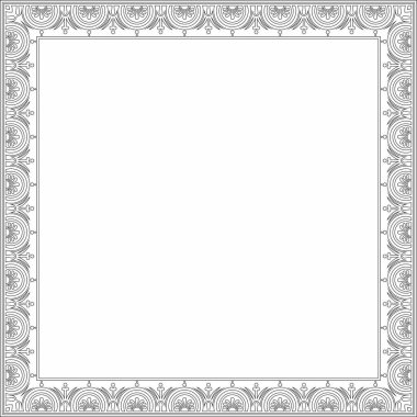 Vektör karesi, sınır, çerçeve, Pompeii. Dikdörtgen Neopolitan süsü. Antik Roma Sanatı. Boyalı cam şablonu