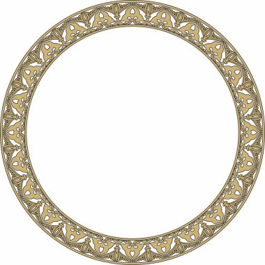 Vektör altın ve siyah Arap ulusal yuvarlak süsü. Etnik çember, çerçeve, doğu halkası. Farsça resim