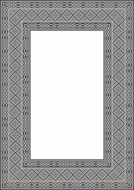 Vector black monokrom kare Belarus ulusal süs çerçevesi. Slav halkları, Rus, Ukraynalı, Sırp, Polonyalı, Bulgar etnik desenli dikdörtgen. Çapraz dikiş şablonu
