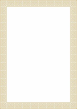 Vektör altın klasik Yunan kare süsü. Antik Yunan ve Roma İmparatorluğu dikdörtgeni. Bizans duvarları, zemin ve tavan resimleri. Avrupa saraylarının dekorasyonu