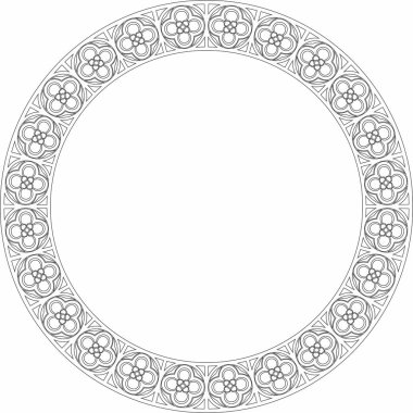 Vektör siyah çizgi kare gotik süs. Orta Çağ Avrupa dikdörtgeni, sınır. Klasik Almanların, Açılar, Saksonlar, Franklar.