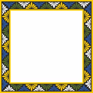 Vektör renkli kare klasik Bizans süsü. Dikdörtgen, sınır, Antik Yunan, Doğu Roma İmparatorluğu çerçevesi. Rus Ortodoks Kilisesi Dekorasyonu