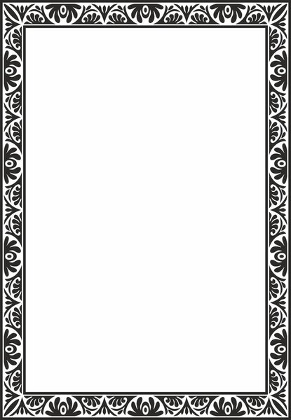 Векторный черный монохромный квадратный трафарет классический византийский орнамент. Прямоугольник, граница, Древняя Греция, рамка Восточной Римской империи. Орден Русской православной церкви