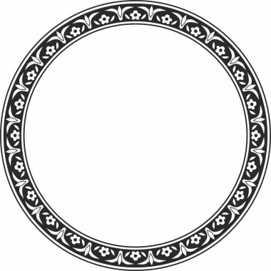 Vector monochrome black round turkish ornament. Endless ottoman national border, frame