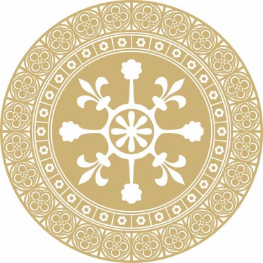 Vector golden round gothic ornament. Medieval European circle, ring, border. Classic pattern of the Germans, Angles, Saxons, Franks clipart