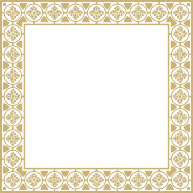 Vektör altın kare gotik süs. Orta Çağ Avrupa dikdörtgeni, sınır. Klasik Almanların, Açılar, Saksonlar, Franklar.