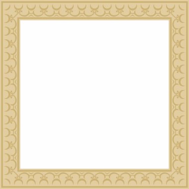Vektör altın kare klasik Rönesans süsü. Dikdörtgen, Avrupa sınırı, canlanma biçimi çerçevesi
