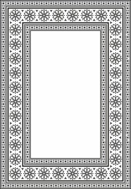 Vektör karesi siyah monokrom antik Rus süsü. Slav dikdörtgeni, sınır, çerçeve. Kraliyet odalarının resimleri.