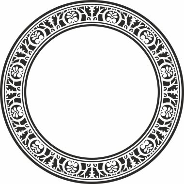 Siyah monokrom kenarı, çerçeve, Pompeii halkası. Çember Napoli süsü. Antik Roma Sanatı