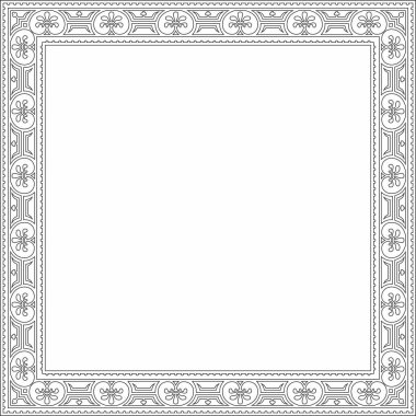 Vektör karesi, sınır, çerçeve, Pompeii. Dikdörtgen Neopolitan süsü. Antik Roma Sanatı. Boyalı cam şablonu