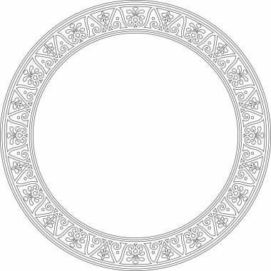 Vector round siyah sınır, çerçeve, Pompeii yüzüğü. Çember Napoli süsü. Antik Roma Sanatı. Boyalı cam şablonu