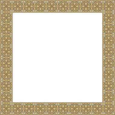 Siyah ve altın kareli gotik süs. Orta Çağ Avrupa dikdörtgeni, sınır. Klasik Almanların, Açılar, Saksonlar, Franklar.