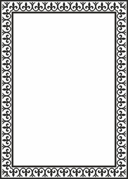 Векторный черный монохромный квадратный трафарет классический византийский орнамент. Прямоугольник, граница, Древняя Греция, рамка Восточной Римской империи. Орден Русской православной церкви