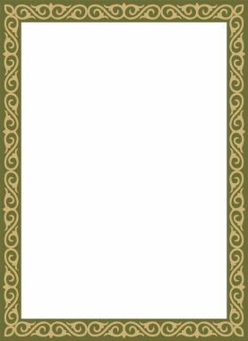 Yeşil kare Kazak ulusal süsü olan vektör altın. Büyük Steppe 'deki insanların etnik kalıpları