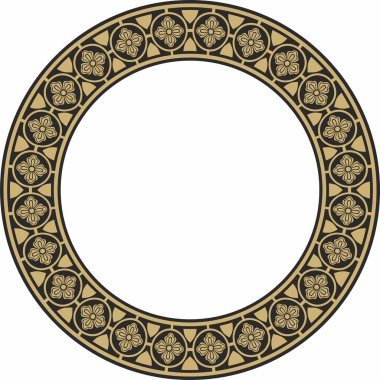 Siyah ve altın renkli gotik süs. Ortaçağ Avrupa çemberi, halka, sınır. Klasik Almanların, Açılar, Saksonlar, Franklar.