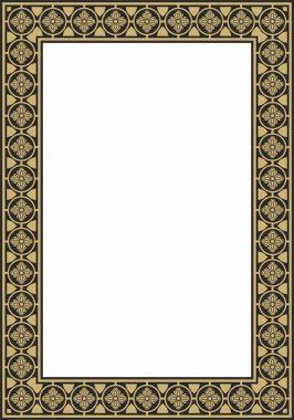 Siyah ve altın kareli gotik süs. Orta Çağ Avrupa dikdörtgeni, sınır. Klasik Almanların, Açılar, Saksonlar, Franklar.