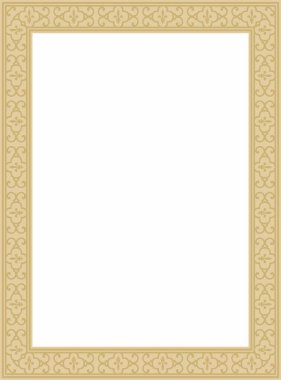 Vektör altın kare klasik Rönesans süsü. Dikdörtgen, Avrupa sınırı, canlanma biçimi çerçevesi