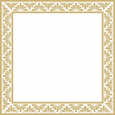 Vektör altın kare klasik Bizans süsü. Dikdörtgen, sınır, Antik Yunan, Doğu Roma İmparatorluğu çerçevesi. Rus Ortodoks Kilisesi Dekorasyonu