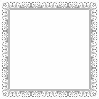 Siyah vektör karesi klasik Bizans süsü. Dikdörtgen, sınır, Antik Yunan, Doğu Roma İmparatorluğu çerçevesi. Rus Ortodoks Kilisesi Dekorasyonu