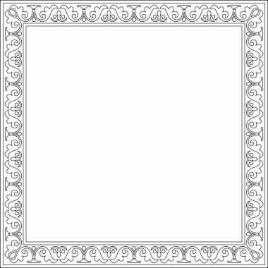 Vector black contour square classic byzantine ornament. Rectangle, border, Ancient Greece, Eastern Roman Empire frame. Decoration of the Russian Orthodox Churc clipart