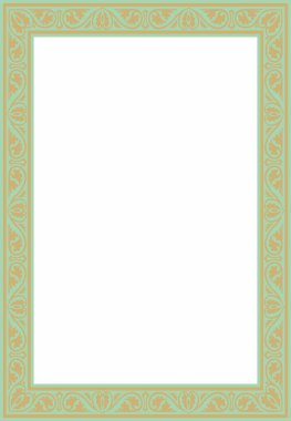 Yeşil kare klasik Bizans süslemeli vektör altın. Dikdörtgen, sınır, Antik Yunan, Doğu Roma İmparatorluğu çerçevesi. Rus Ortodoks Kilisesi Dekorasyonu