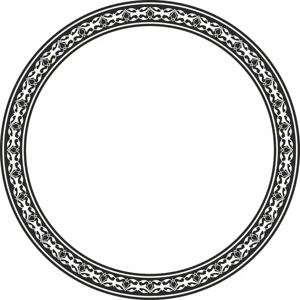 Siyah tek renkli vektör, Türk süsü. Osmanlı çemberi, halka, çerçeve.