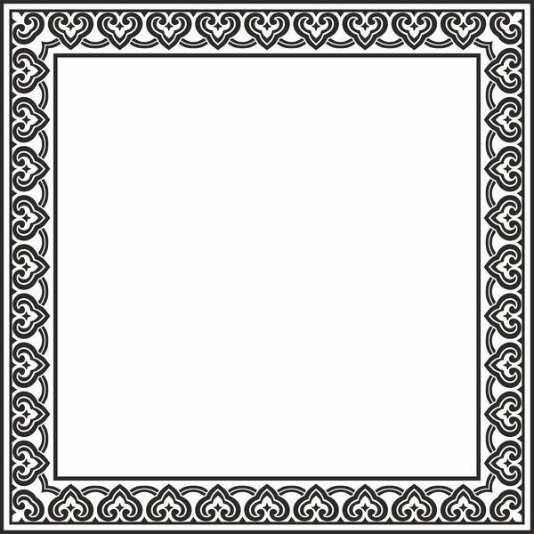 Vector black monochrome Chinese rectangle, frame. Square ornaments of oriental peoples, korea, taiwan, china, hong kong, indonesi