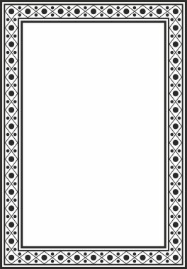 Vektör karesi siyah monokrom antik Rus süsü. Slav dikdörtgeni, sınır, çerçeve. Kraliyet odalarının resimleri.