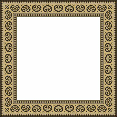 Vektör kare altın ve siyah antik Rus süsü. Slav dikdörtgeni, sınır, çerçeve. Kraliyet odalarının resimleri.