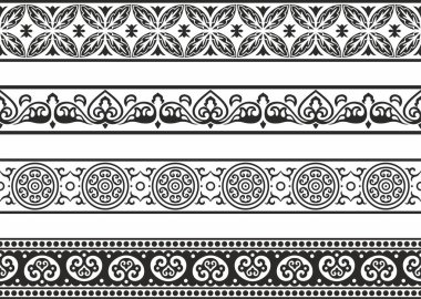 Sonsuz siyah monokrom antik Rus süsü. Kusursuz Slav sınırı, çerçeve. Kraliyet odalarının resimleri.