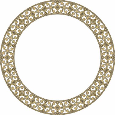 Vector yuvarlak altın ve siyah antik Rus süsü. Slav sınırı, çerçeve. Çember, halka. Kraliyet odalarının resimleri.