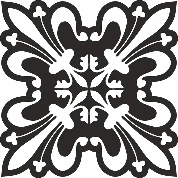 Vektör siyah tek renkli gotik süs, stencil. Ortaçağ Avrupa sanatı. Katolik katedrallerinin geleneksel kalıpları