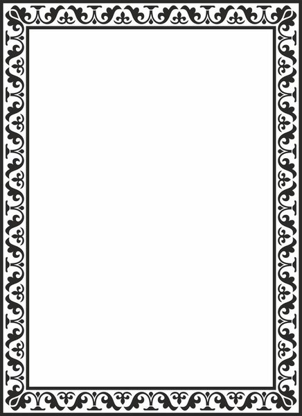 Векторный черный монохромный квадратный трафарет классический византийский орнамент. Прямоугольник, граница, Древняя Греция, рамка Восточной Римской империи. Орден Русской православной церкви