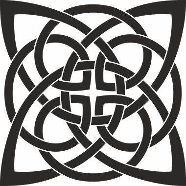 Siyah vektör tek renkli Kelt düğümü. Antik Avrupa insanlarının süsü. İrlanda, İskoçlar, İngilizler, Franklar 'ın işareti ve sembolü..