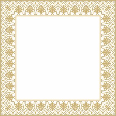 Vektör Altın Kare Ulusal Hint Süsü. Dikdörtgen, sınır, etnik Hindu çerçevesi