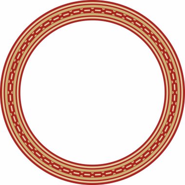 Kırmızı yuvarlak Mısır aksesuarlı vektör altın. Çember, çerçeve, eski Mısır yüzüğü. Nilüfer çiçekleri ve su deseni.