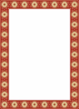 Kırmızı antik Rus aksesuarlı vektör kare altın. Slav dikdörtgeni, sınır, çerçeve. Kraliyet odalarının resimleri.